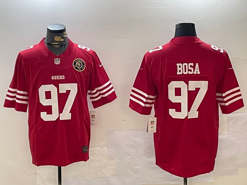 Men San Francisco 49ers #97 Bosa Red three generations 2024 Nike Limited NFL Jersey style 2->->